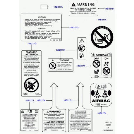 Land rover decalcomanie avertissement airbag Range L322 (BAC000680)