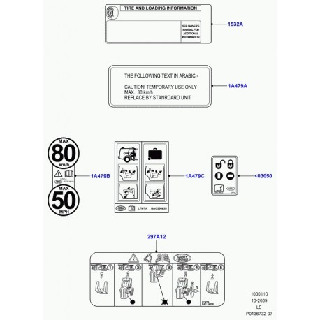 Land rover autocollant fonctionnement siege Discovery 3 (BAC500620)