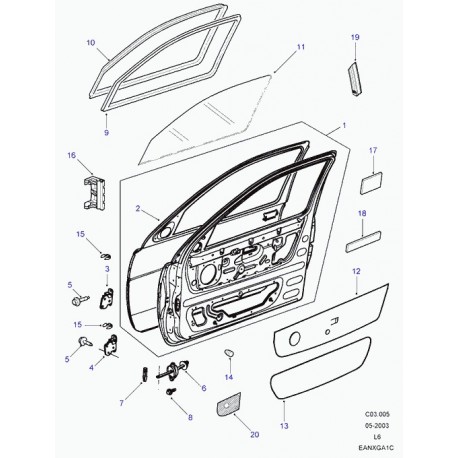 Land rover porte avant Freelander 1 (BDA490120)