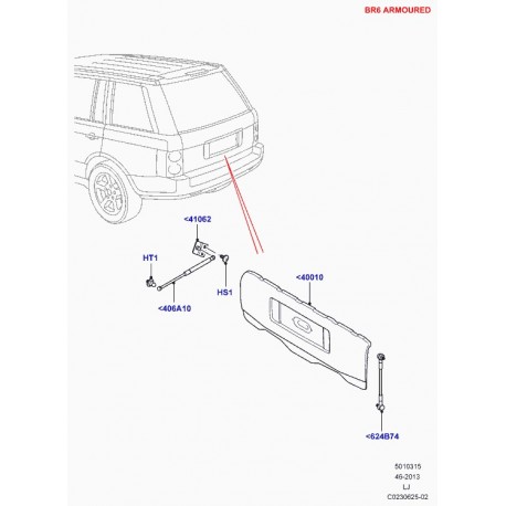 Land rover support leve-glace hayon arriere Range L322 (BHU760060)