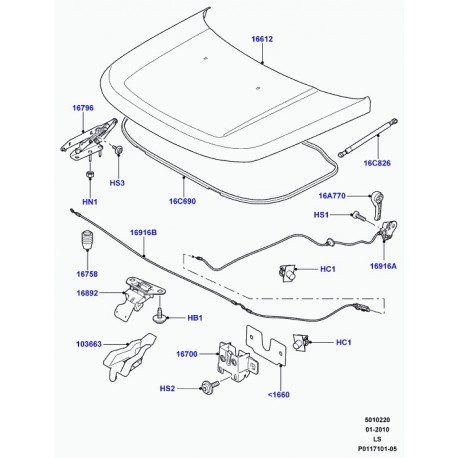 Land rover capot-sans charnieres Discovery 3 (BKA780110)