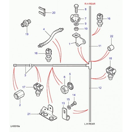 Land rover raccord Defender 90, 110, 130, Discovery 1, 3, Range P38, Sport (BMK2466)