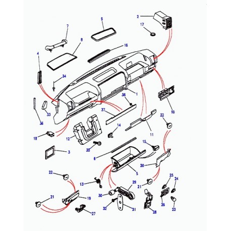 Land rover gache couvercle de boite a gants Discovery 1, 2 (BTR3731)