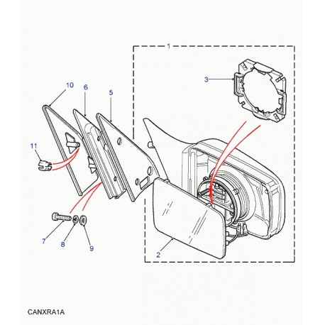 Land rover retroviseur electrique exterieur droit (BTR5202)