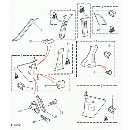 Land rover garniture Range P38 (BTR9076LUM)