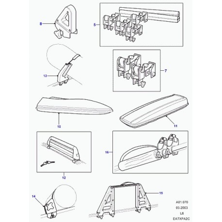 Land rover porte ski Defender 90, 110, 130, Freelander 1, Range L322, P38 (CAN500020)