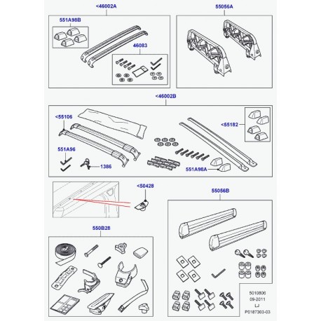 Land rover rail transversal galerie de toit Range L322 (CAP500040)