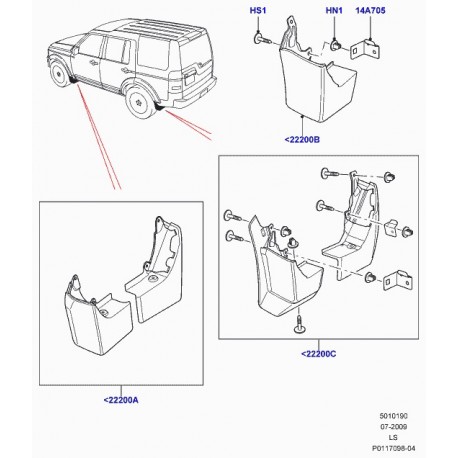 Land rover bavettes avant Discovery 3 (CAS500010PCL)