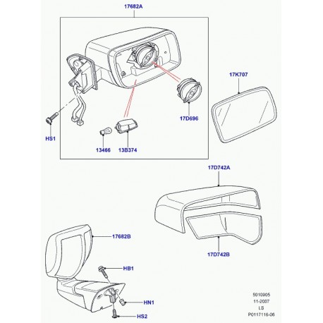 Land rover glace retroviseur exterieur Discovery 3 (CRD500020)