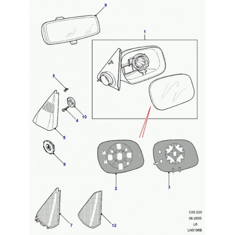 Land rover couverture boitier de retroviseur Freelander 1 (CSY101180PMD)