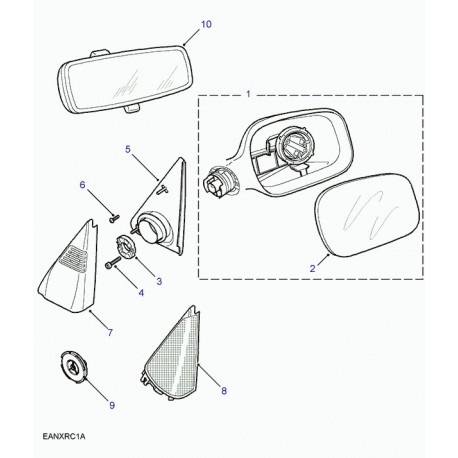 Land rover couverture boitier de retroviseur droit Freelander 1 (CSY101300PMD)