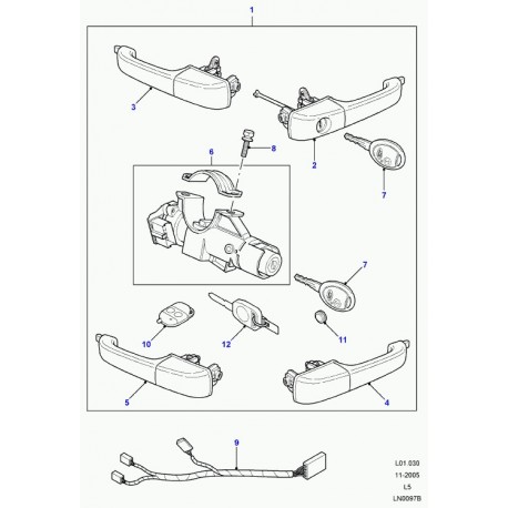 Land rover jeu de serrures vehicule complet Discovery 2 (CWB105140)