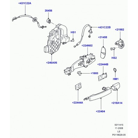 Land rover couvercle poignee  droit Discovery 3 et Freelander 2 (CXJ500060)