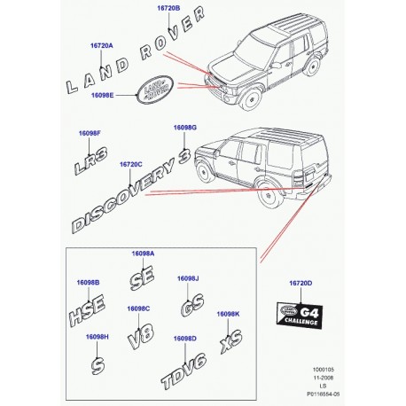 Land rover decalque motif de modele Discovery 3 (DAB500160LPO)