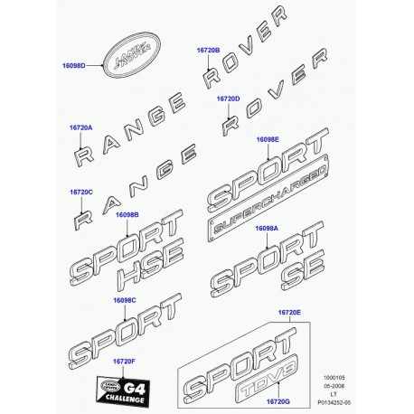 Land rover monogramme de calandre Discovery 1, 2, 3, Freelander 1, Range L322, P38, Sport (DAG100330)
