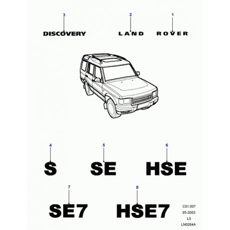Land rover decalque DISCOVERY ARRIERE monogramme Discovery 2, 3 (DAH500020LPO)