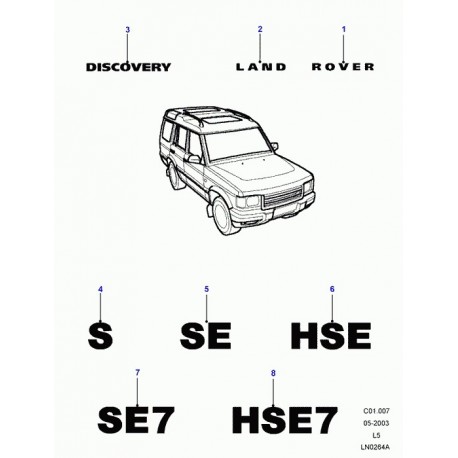 Land rover decalque monogramme Discovery 2, 3 (DAH500020LPO)