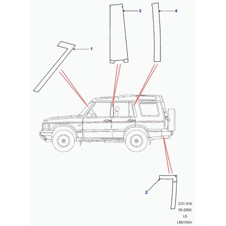 Land rover finition ext cote carrosserie Discovery 2 (DAR100760PMA)