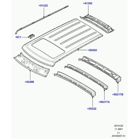 Land rover glissière de toit GAUCHE Range L322 (DBC000032LML)