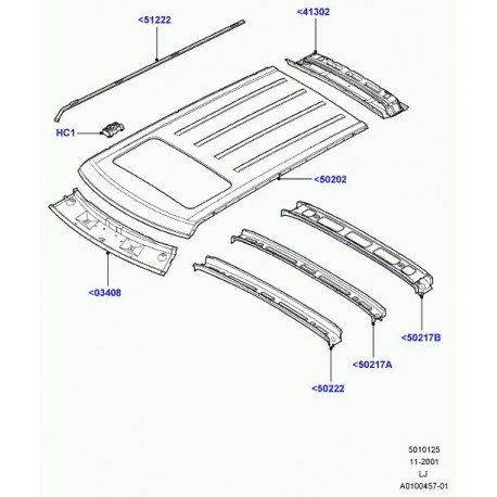 Land rover bourrelet d'etancheite panneau toit Range L322 (DBC000032LML)