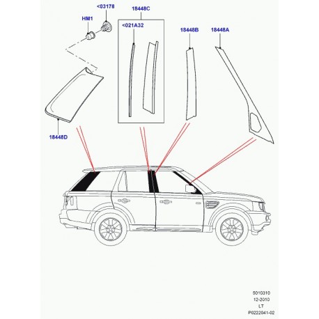 Land rover garniture montant Range Sport (DDG000165PNP)