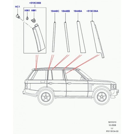 Land rover Moulure arriere droite  Range L322 (DDH000083PNP)