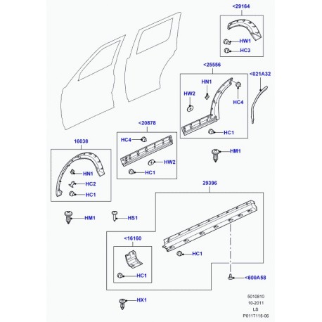 Land rover moulding front wheel arch Discovery 3 (DFJ000022PCL)