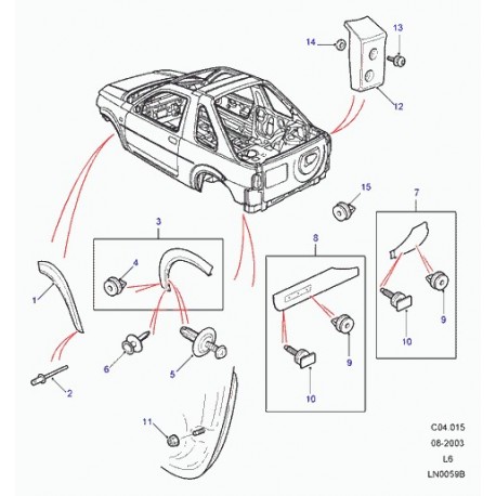 Land rover garnissage de passage de roue Freelander 1 (DFK500040PMA)