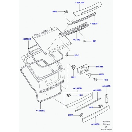 Land rover bandeau hayon Range Sport COULEUR TUNGSTEN (DGP000194LEP)