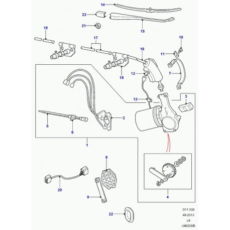 Land rover bras essui glace avant Defender 90, 110, 130 (DKB000051PMD)