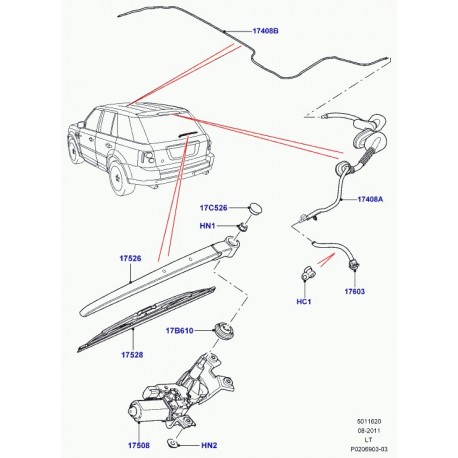 Land rover chapeau porte balai Discovery 3, Range Sport (DKG500011PMD)