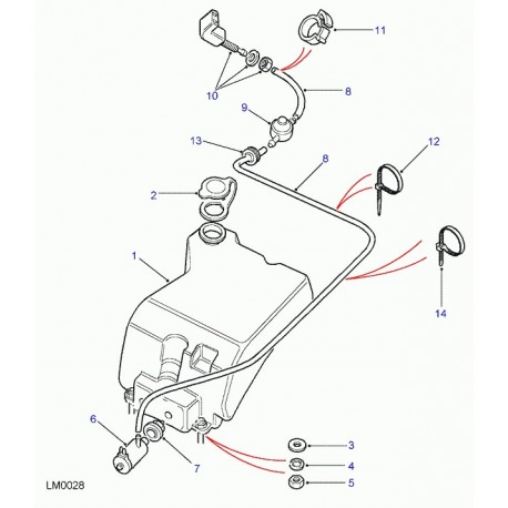 Land rover reservoir a eau-lave-glace Defender 90, 110, 130 (DMB500130)