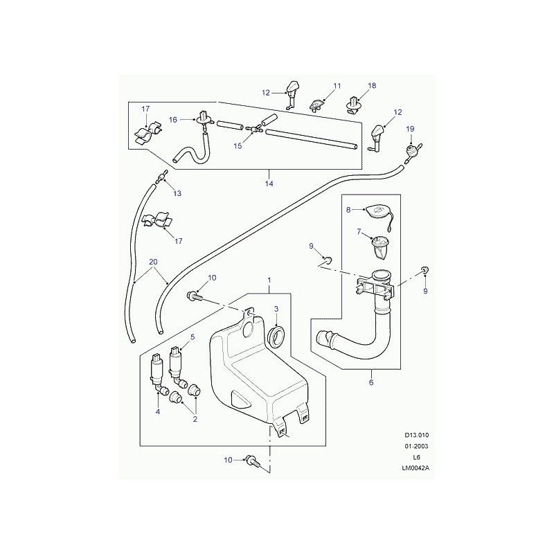 Commander ensemble remplissage reservoir d'eau Freelander 1 LAND ROVER  (DMF500031) pas cher sur RLD Autos