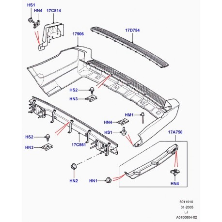 Land rover parechoc arriere Range L322 (DQC000061LML)