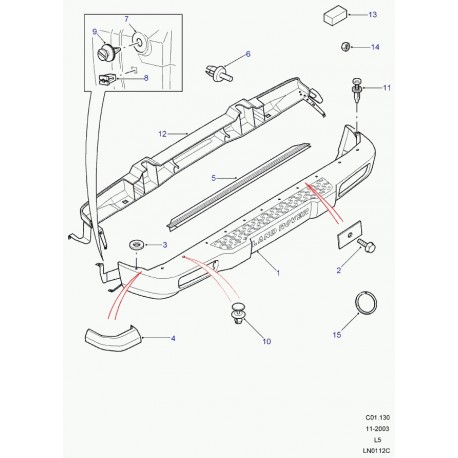 Land rover renfort pare-chocs arriere Discovery 2 (DQE000040)